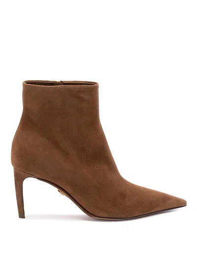 Dolce & Gabbana Devotion Suede Ankle Boots In Brown