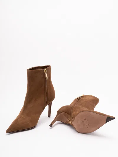 Dolce & Gabbana Devotion Suede Ankle Boots In Brown