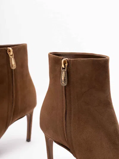 Dolce & Gabbana Devotion Suede Ankle Boots In Brown