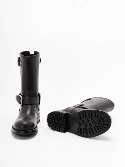 Dolce & Gabbana Black Leather Boot With Buckles In Black