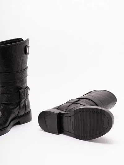 Dolce & Gabbana Black Leather Boots With Straps In Black