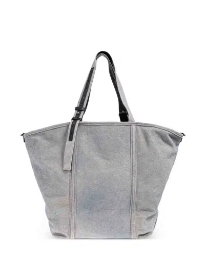 Golden Goose Soft Textured Grey Shoulder Bag With Versatile Carrying Options In Blue