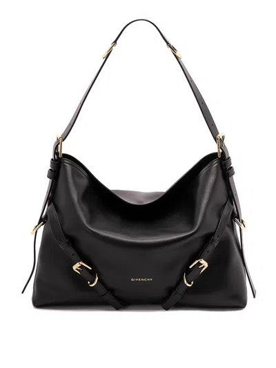 Givenchy Medium Voyou Buckle Shoulder Bag In Tumbled Leather In Black