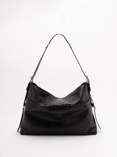 Givenchy Medium Voyou Buckle Shoulder Bag In Tumbled Leather In Black