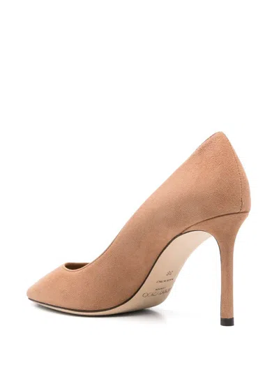 Jimmy Choo Pointed Toe Slip-on Pumps With High Stiletto Heel In Brown