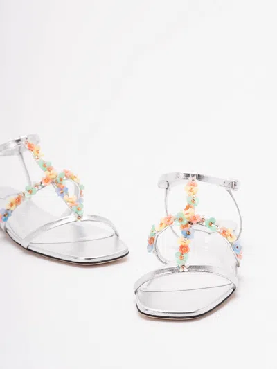 Jimmy Choo Daisy Sandals In Silver Nappa Leather In Metallic