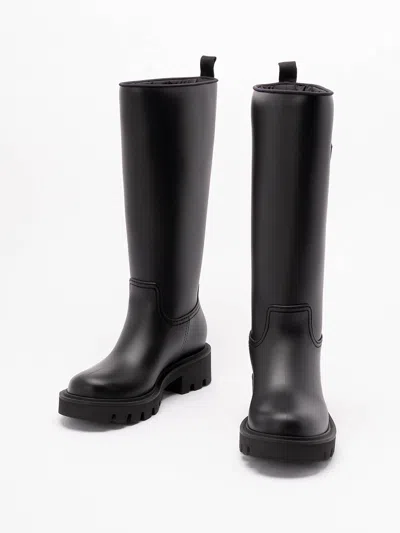Moncler Rubber Kickstream Boots With Drawstring In Black