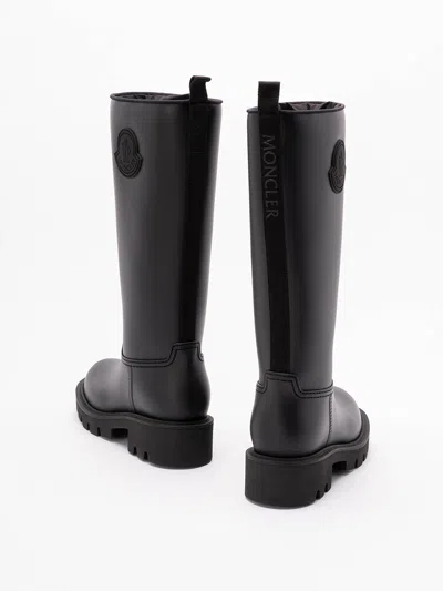 Moncler Rubber Kickstream Boots With Drawstring In Black