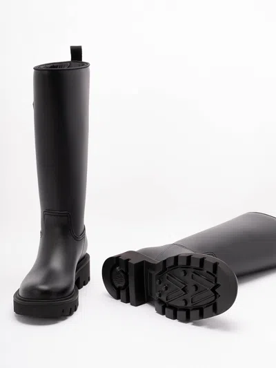 Moncler Rubber Kickstream Boots With Drawstring In Black