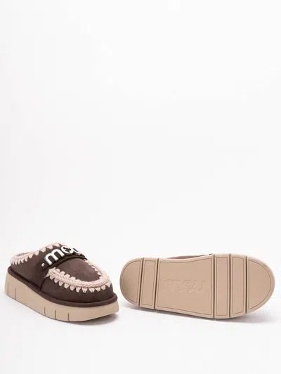 Mou Bounce Clog Slipper-mule In Brown Suede In Black