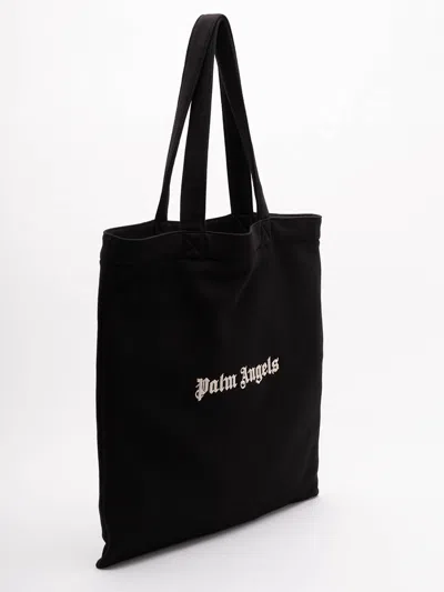 Palm Angels Rectangular Tote Bag Logo Design In Black
