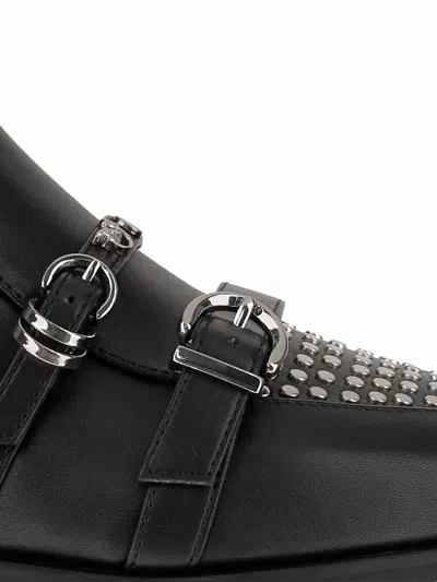 Pinko Leather Boots With Studs And Straps In Black