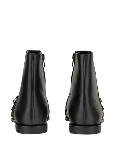 Pinko Leather Boots With Studs And Straps In Black