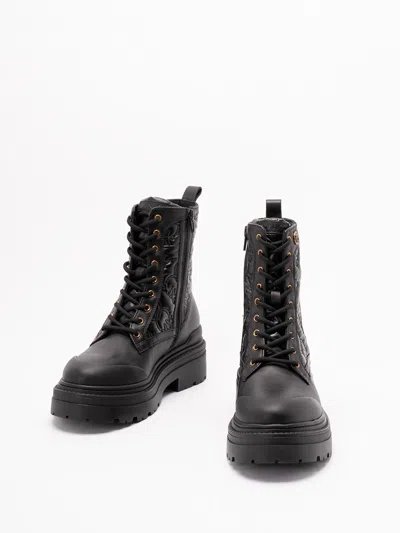 Pinko Mia 25 Chunky Sole Ankle Boot Nylon In Black