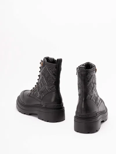 Pinko Mia 25 Chunky Sole Ankle Boot Nylon In Black