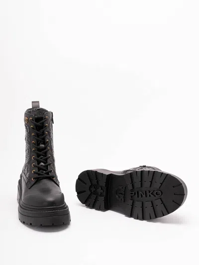 Pinko Mia 25 Chunky Sole Ankle Boot Nylon In Black