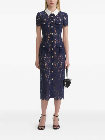 Self-portrait Lace Midi Dress In Blue