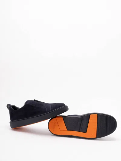 Santoni Suede Sneakers In Blue