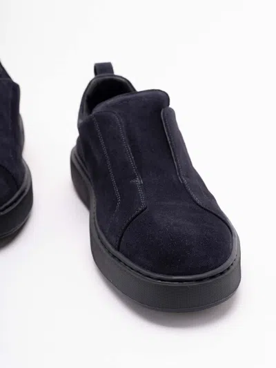 Santoni Suede Sneakers In Blue