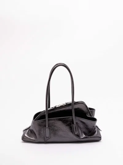 Attico `la Passeggiata` Small Top Handle Bag In Gray