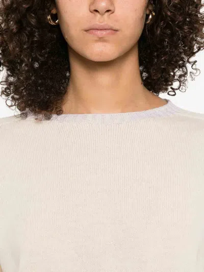 Twinset Twin-set Boat Neck Sweater In Soft Wool-cashmere Blend In White