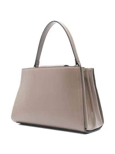 Twinset Twin-set Structured Handbag With Metal Clasp And Versatile Carrying Options In Gray