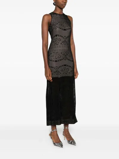 Twinset Twin-set Fitted Bodice Maxi Dress With Floral Lace Overlay In Multi