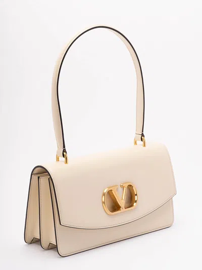 Valentino Garavani  Garavani Vain Bag With Handle In Shiny Calfskin Woman Butter Uni In White