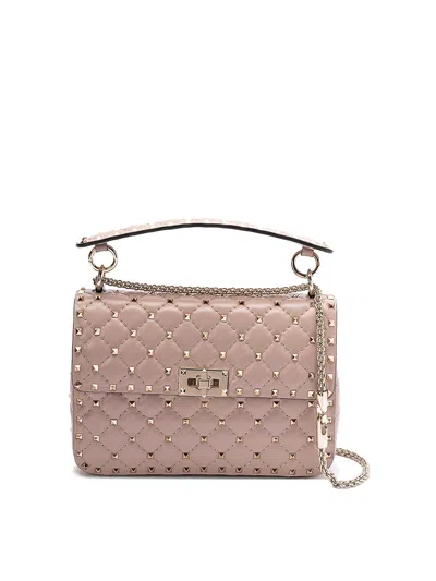 Valentino Medium Shoulder Bag Spike Rockstud In Nude
