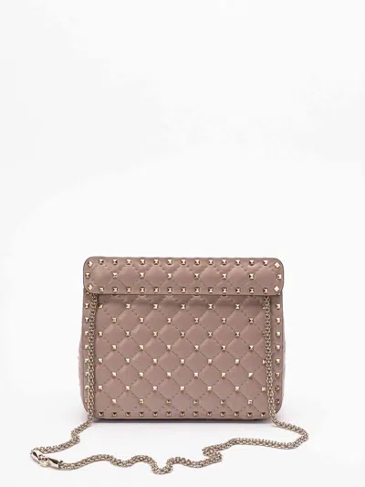 Valentino Medium Shoulder Bag Spike Rockstud In Nude