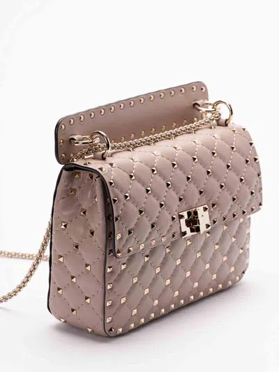 Valentino Medium Shoulder Bag Spike Rockstud In Nude