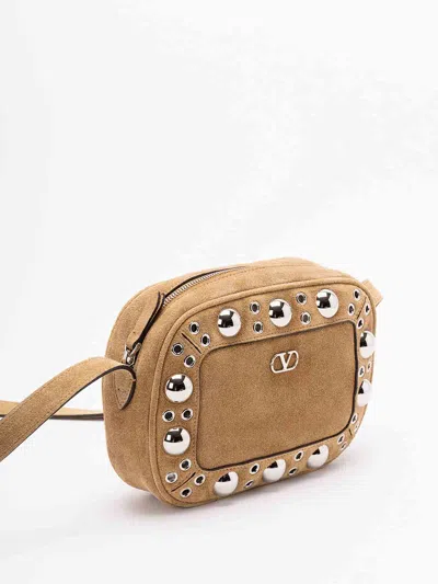Valentino Nellcote Suede Crossbody In Neutral