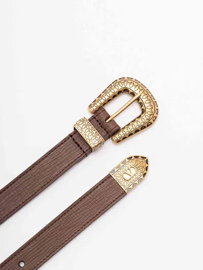 Valentino Garavani Vlogo Signature Leather Belt In Brown