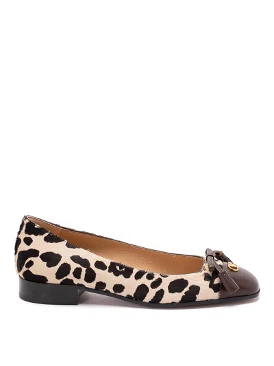 Valentino Garavani Ballerina Leather-trimmed Leopard-print Calf Hair Flats In Multi