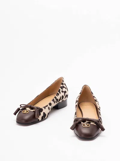 Valentino Garavani Ballerina Leather-trimmed Leopard-print Calf Hair Flats In Multi