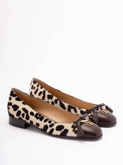 Valentino Garavani Ballerina Leather-trimmed Leopard-print Calf Hair Flats In Multi