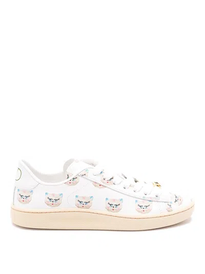 Valentino Artistic Maison Cat Leather Sneakers In Multi