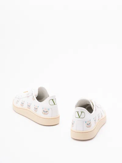 Valentino Artistic Maison Cat Leather Sneakers In Multi