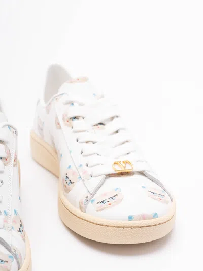 Valentino Artistic Maison Cat Leather Sneakers In Multi