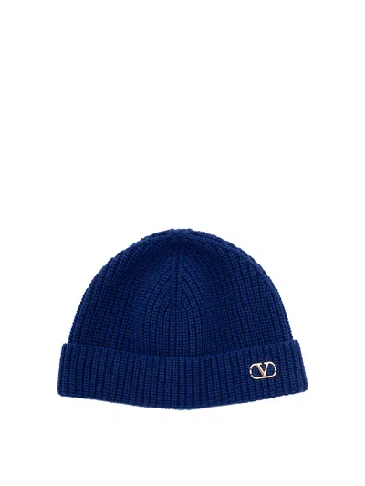 Valentino Garavani Cashmere Bennie Cap Hats Blue