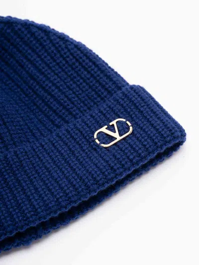 Valentino Garavani Cashmere Bennie Cap Hats Blue