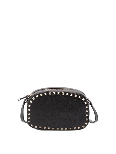 Valentino Borsa A Tracolla Rockstud In Pelle Nera Donna In Black