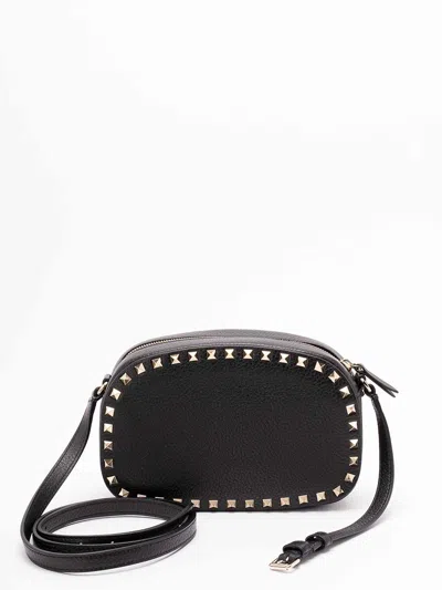 Valentino Borsa A Tracolla Rockstud In Pelle Nera Donna In Black