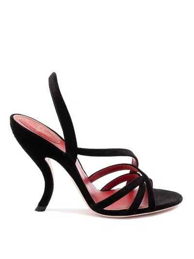Valentino Fetishique 105 Velvet Slingback Sandal In Black