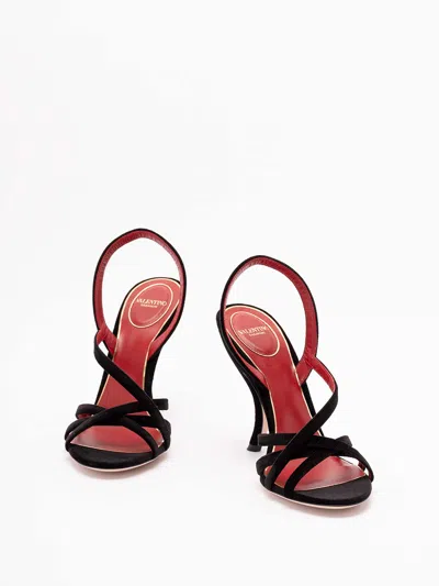 Valentino Fetishique 105 Velvet Slingback Sandal In Black