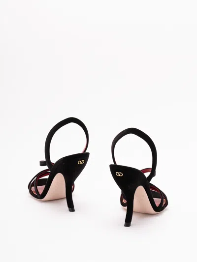 Valentino Fetishique 105 Velvet Slingback Sandal In Black