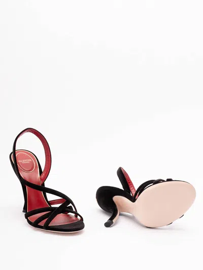 Valentino Fetishique 105 Velvet Slingback Sandal In Black
