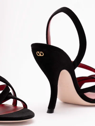 Valentino Fetishique 105 Velvet Slingback Sandal In Black