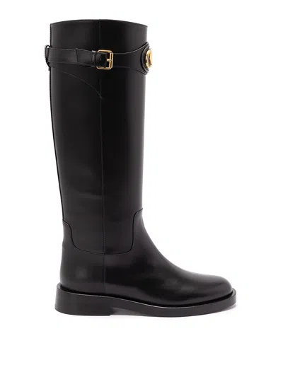 Valentino Garavani Vlogo Signature Calfskin Boot 30mm Woman Black 38.5