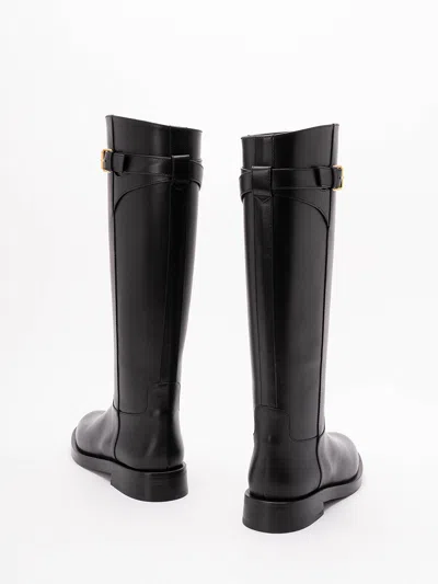 Valentino Garavani Vlogo Signature Calfskin Boot 30mm Woman Black 38.5